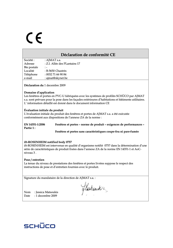Declaration de conformite CE ajmat